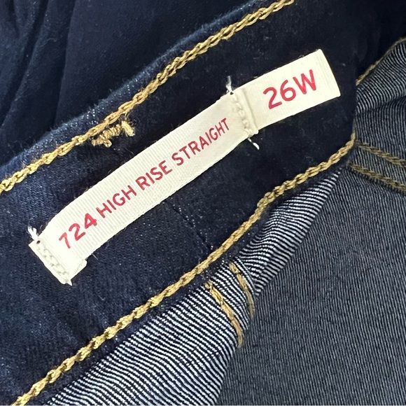 LEVI'S 724 HIGH RISE STRAIGHT Jeans size 26W Stretchy Denim Dark Wash - Picture 3 of 8